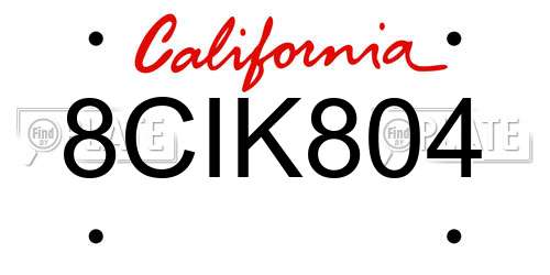 8CIK804 California License Plate