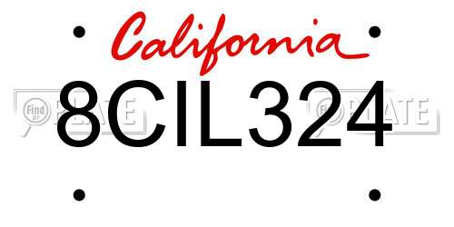 8CIL324 California License Plate