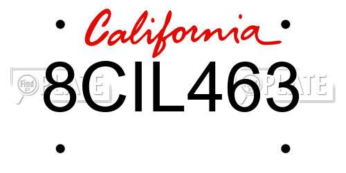 8CIL463 California License Plate