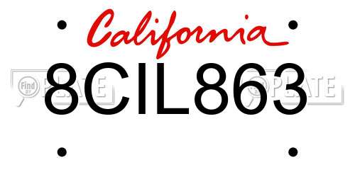8CIL863 California License Plate