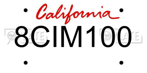 8CIM100 California License Plate