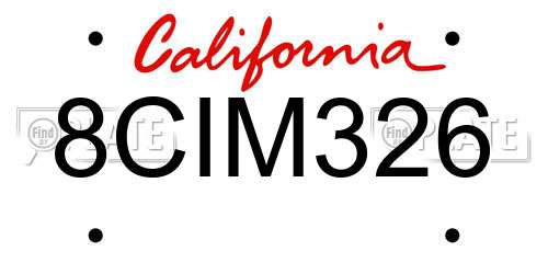 8CIM326 California License Plate