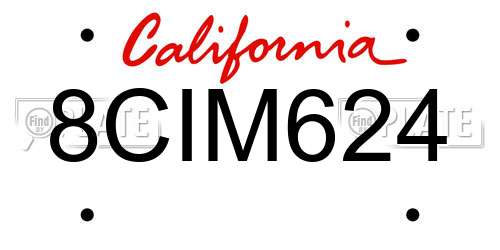 8CIM624 California License Plate