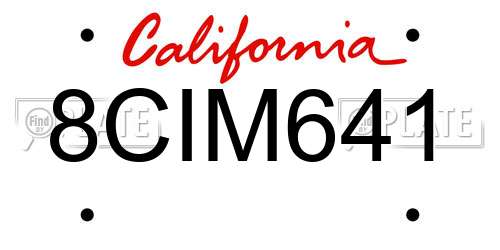 8CIM641 California License Plate