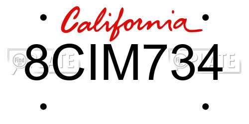8CIM734 California License Plate