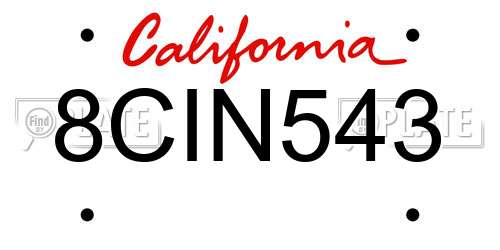 8CIN543 California License Plate