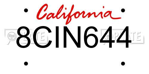8CIN644 California License Plate
