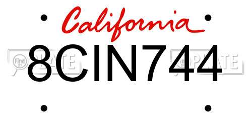 8CIN744 California License Plate