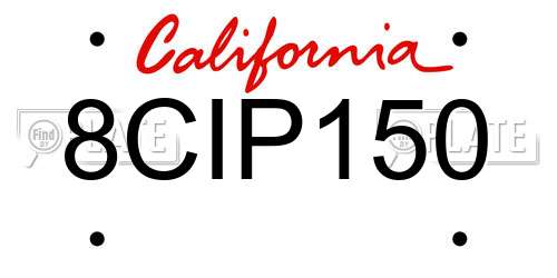 8CIP150 California License Plate