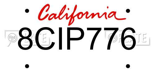 8CIP776 California License Plate