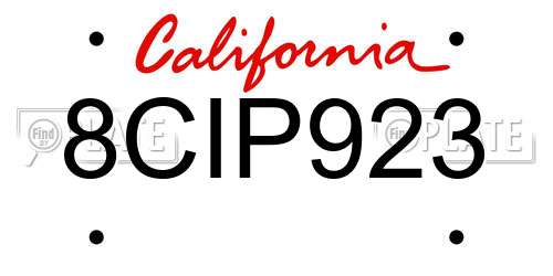 8CIP923 California License Plate