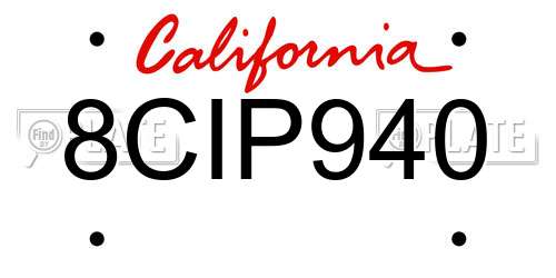 8CIP940 California License Plate