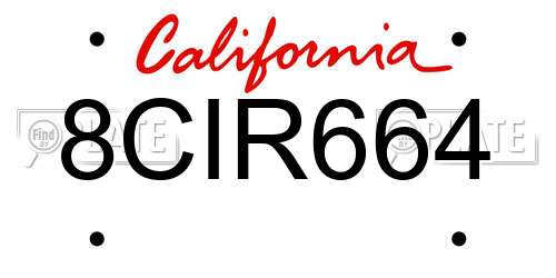 8CIR664 California License Plate