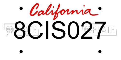 8CIS027 California License Plate