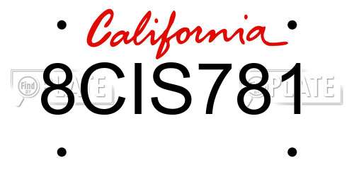 8CIS781 California License Plate