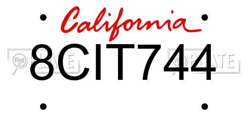 8CIT744 California License Plate