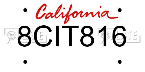 8CIT816 California License Plate