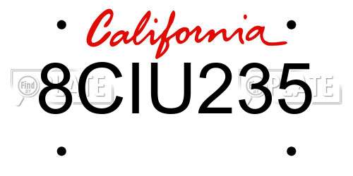 8CIU235 California License Plate
