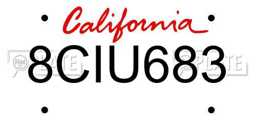 8CIU683 California License Plate