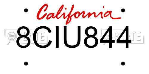 8CIU844 California License Plate