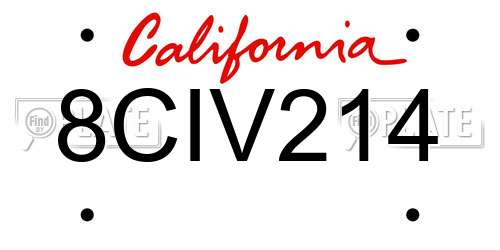 8CIV214 California License Plate