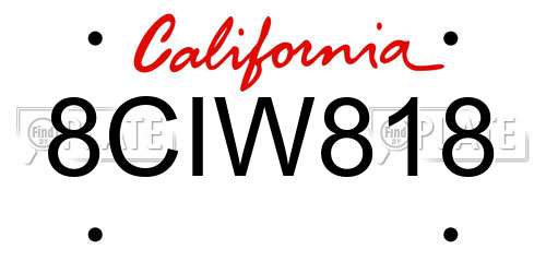 8CIW818 California License Plate