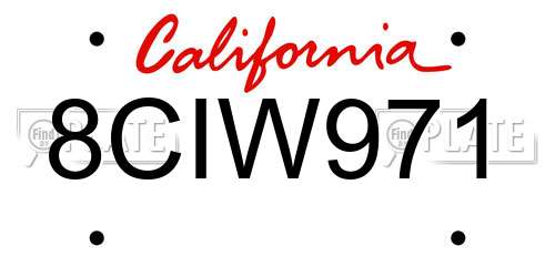 8CIW971 California License Plate