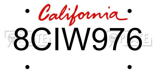 8CIW976 California License Plate
