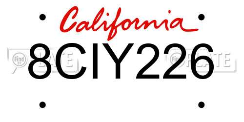 8CIY226 California License Plate