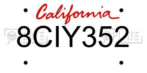 8CIY352 California License Plate