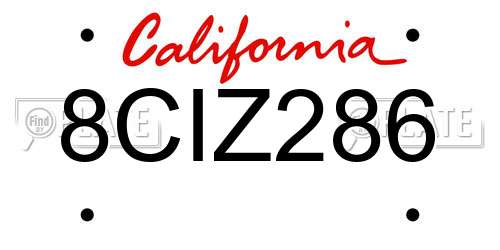 8CIZ286 California License Plate