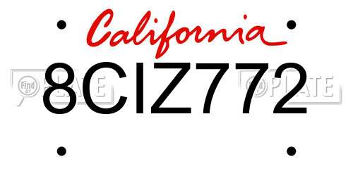 8CIZ772 California License Plate
