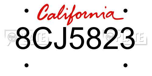 8CJ5823 California License Plate