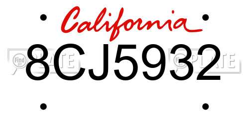 8CJ5932 California License Plate