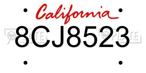 8CJ8523 California License Plate