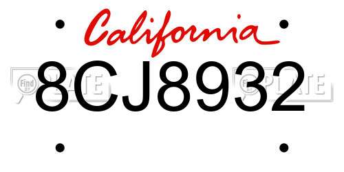 8CJ8932 California License Plate