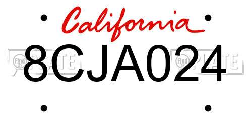 8CJA024 California License Plate