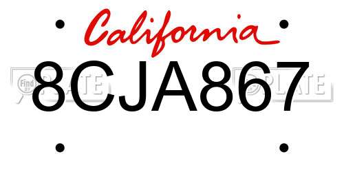 8CJA867 California License Plate