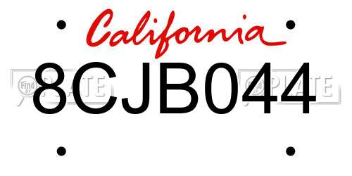 8CJB044 California License Plate