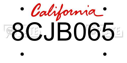 8CJB065 California License Plate