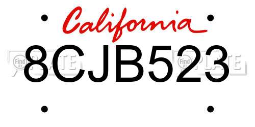 8CJB523 California License Plate