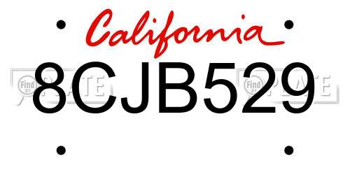 8CJB529 California License Plate
