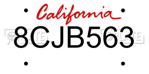 8CJB563 California License Plate