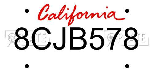 8CJB578 California License Plate