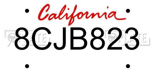 8CJB823 California License Plate