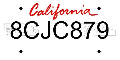 8CJC879 California License Plate