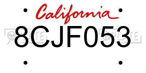 8CJF053 California License Plate