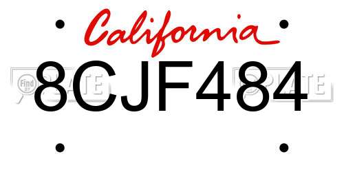 8CJF484 California License Plate