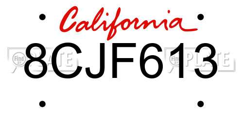 8CJF613 California License Plate