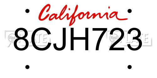 8CJH723 California License Plate